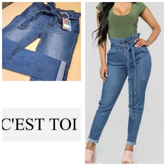 C'EST TOI Paperbag Jeans Skinny Ankle Size 9 - Picture 1 of 16